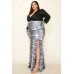 Venecia Solid/zebra V Neck Long Sleeve Belted Maxi Dress
