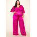 Satin Wrap Front Short Sleeve Smocked Waist Jumpsuit