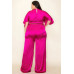 Satin Wrap Front Short Sleeve Smocked Waist Jumpsuit