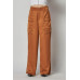 Satin Cargo Pocket Wide Leg Pants