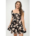 Plus Big Floral Front Tie Ruffle Mini Dress