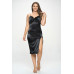 Plus Solid Satin Front Knot Bodycon Midi Dress