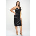 Plus Solid Satin Front Knot Bodycon Midi Dress