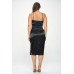 Plus Solid Satin Front Knot Bodycon Midi Dress