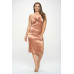 Plus Solid Satin Front Knot Bodycon Midi Dress