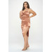 Plus Solid Satin Front Knot Bodycon Midi Dress