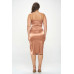 Plus Solid Satin Front Knot Bodycon Midi Dress