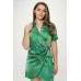 Plus Chain Belt Print Short Sleeve Wrap Tie Dress