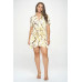 Plus Chain Belt Print Short Sleeve Wrap Tie Dress
