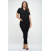 Plus Solid Chiffon Button Down Tie Front Short Sleeve Top