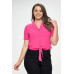 Plus Solid Chiffon Button Down Tie Front Short Sleeve Top