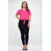 Plus Solid Chiffon Button Down Tie Front Short Sleeve Top