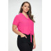 Plus Solid Chiffon Button Down Tie Front Short Sleeve Top