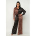Half Animal Print And Half Solid Top And Pants Set