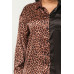 Half Animal Print And Half Solid Top And Pants Set