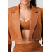 Diagonal Bralette With Cropped Blazer Jacket & Mini Skirt 3pcs Sets