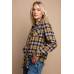 Tie Front Button Down Plaid Shirt With Front Pocket