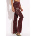 Velvet Pu Flared Pants