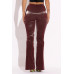 Velvet Pu Flared Pants