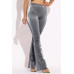 Velvet Pu Flared Pants