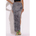 Distressed Thigh Slit Maxi Skirt