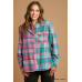 Mixed Plaid Boxy Cut Button Down Flannel With Front Pocket