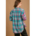 Mixed Plaid Boxy Cut Button Down Flannel With Front Pocket