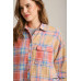 Mixed Plaid Boxy Cut Button Down Flannel With Front Pocket