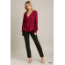 Satin V-neck Ruffle Baby Doll Top With Cuffed Long Sleeve