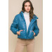 Pu Faux Leather Zipper Hooded Puffer Jacket