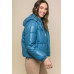 Pu Faux Leather Zipper Hooded Puffer Jacket