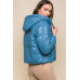 Pu Faux Leather Zipper Hooded Puffer Jacket