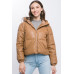 Pu Faux Leather Zipper Hooded Puffer Jacket