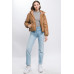 Pu Faux Leather Zipper Hooded Puffer Jacket
