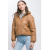 Pu Faux Leather Zipper Hooded Puffer Jacket