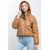 Pu Faux Leather Zipper Hooded Puffer Jacket