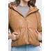 Pu Faux Leather Zipper Hooded Puffer Jacket