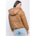 Pu Faux Leather Zipper Hooded Puffer Jacket