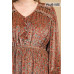 Printed Velvet V-neck Dress With Button Front Detail