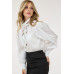 Insert Lace Trim Long Sleeve Blouse