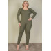 Plus Size Ribbed Scoop Neck Long Sleeve Jumpsuit