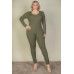 Plus Size Ribbed Scoop Neck Long Sleeve Jumpsuit
