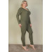Plus Size Ribbed Scoop Neck Long Sleeve Jumpsuit