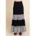 Long Tiered Contrast Fashion Skirt With Velvet Animal Print Mesh