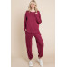 Two Tone Solid Warm And Soft Hacci Brush Loungewear Set