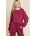 Two Tone Solid Warm And Soft Hacci Brush Loungewear Set