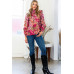 Floral Mock Neck Smocked Yoke Blouse