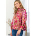 Floral Mock Neck Smocked Yoke Blouse