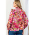 Floral Mock Neck Smocked Yoke Blouse