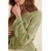 Striped Rib-knit Oversized Pocket Sweater